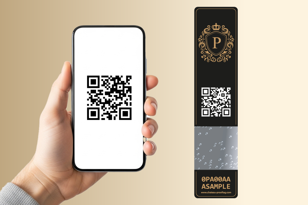 Scan d’un QR code pour vérifier l’authenticité d’une étiquette de sécurité intégrant des technologies comme le Bubble Tag